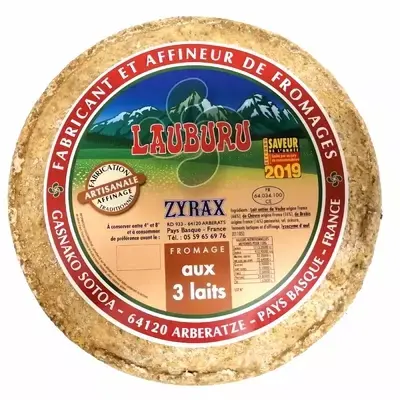 Tomme 3 Laits Brebis-Vache-chèvre 6,5 kg - LAUBURU-ZYRAX