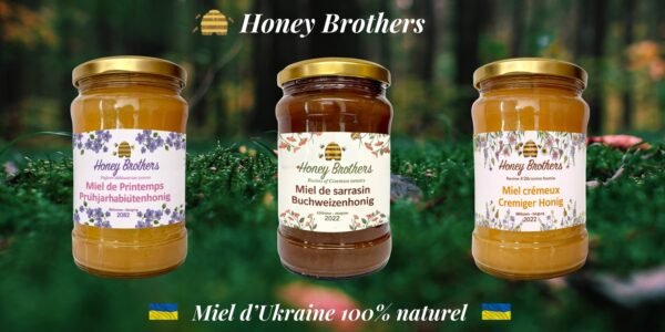 Lot Découverte 3 Miels des terroirs Ukrainiens Honeys Brothers 100% naturel