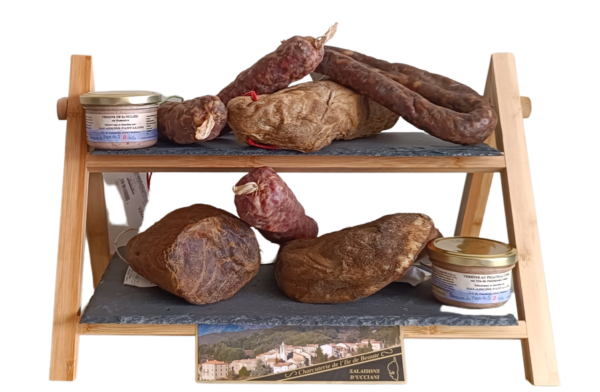 Lot 5 charcuteries Corse artisanales pièce entière + 2 terrines préparées Corse dont 1 offerte(colis de 2,2 kg)